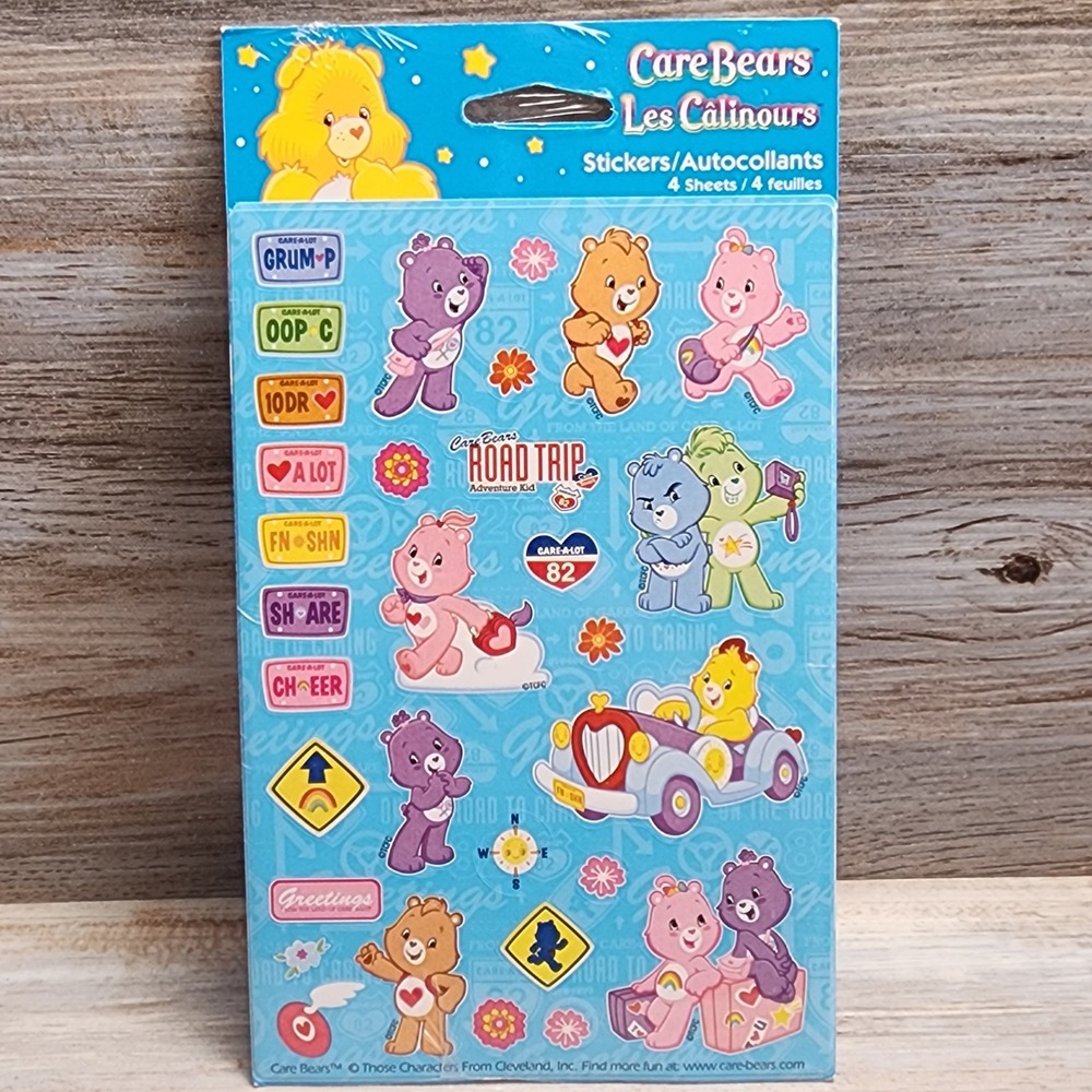Care Bears Road Trip Adventure Kid Stickers 4 Sheets 2007 American Greetings NEW